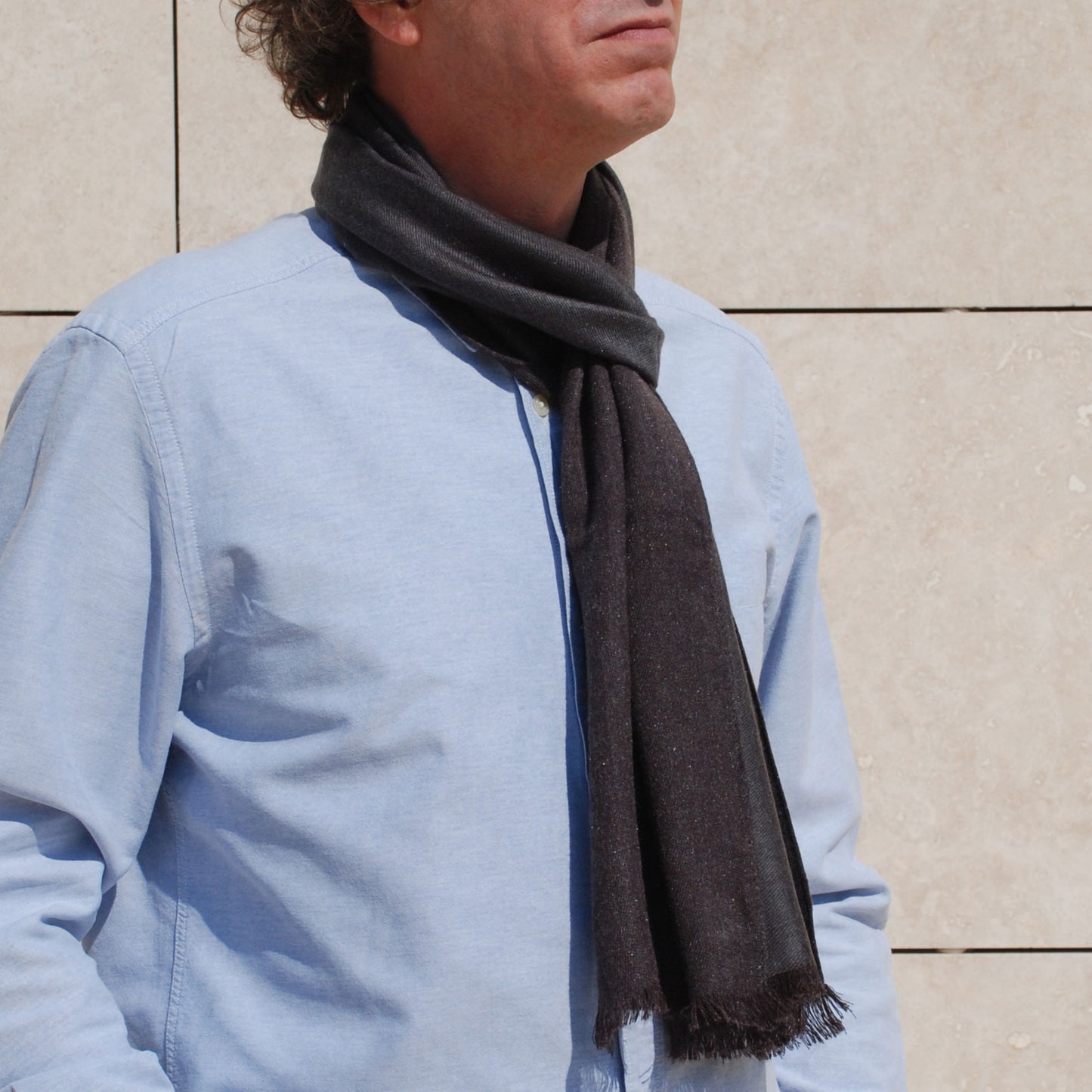 Erkek Kahverengi Gri Atkı