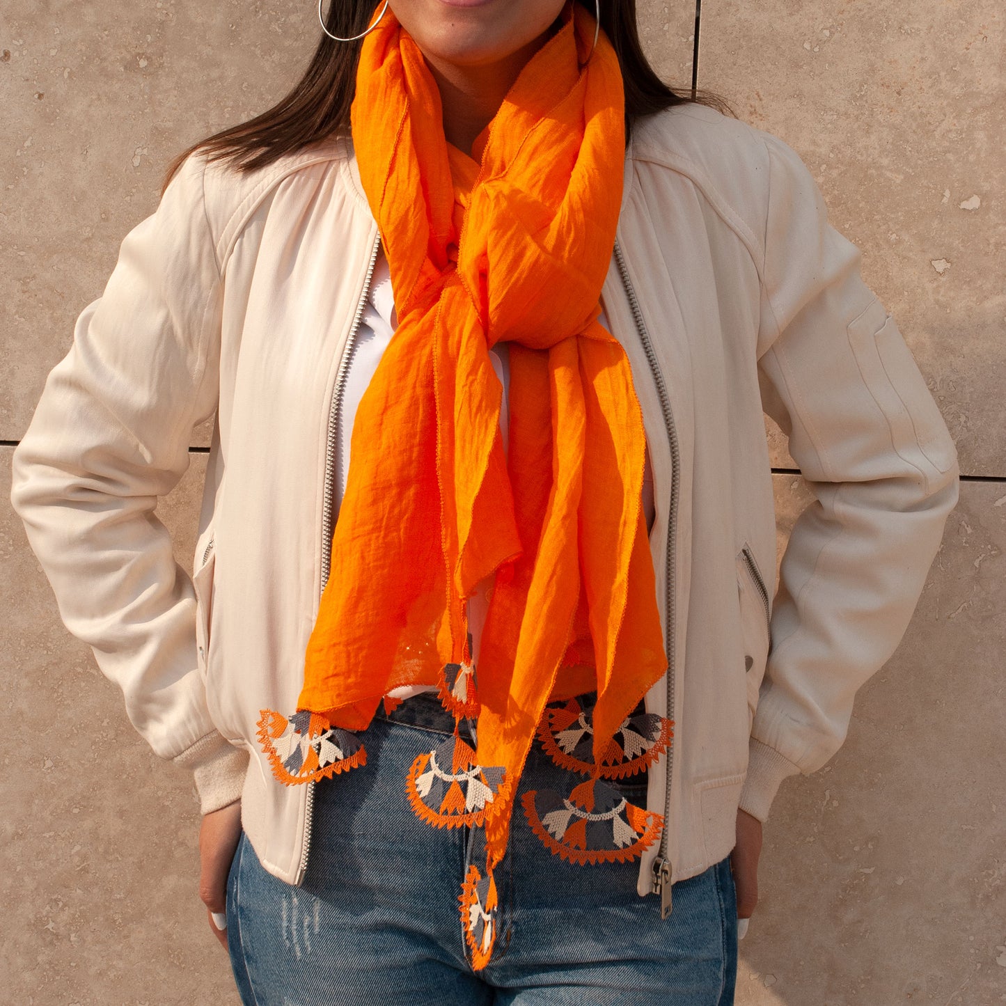 SEREN Turuncu Keten Şal