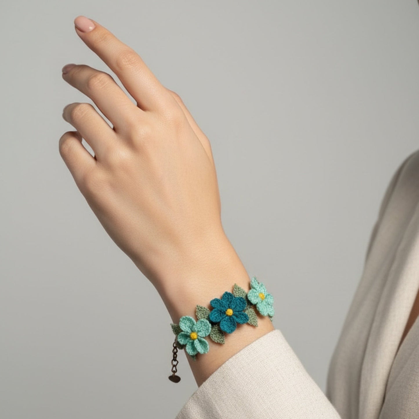 Üç Çiçek Bileklik- Yeşil Tonları