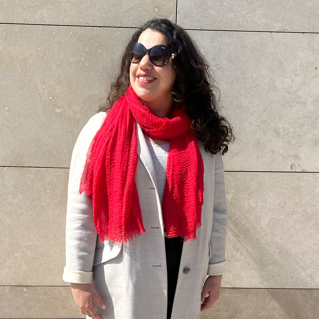 Kırmızı Pamuklu Şal