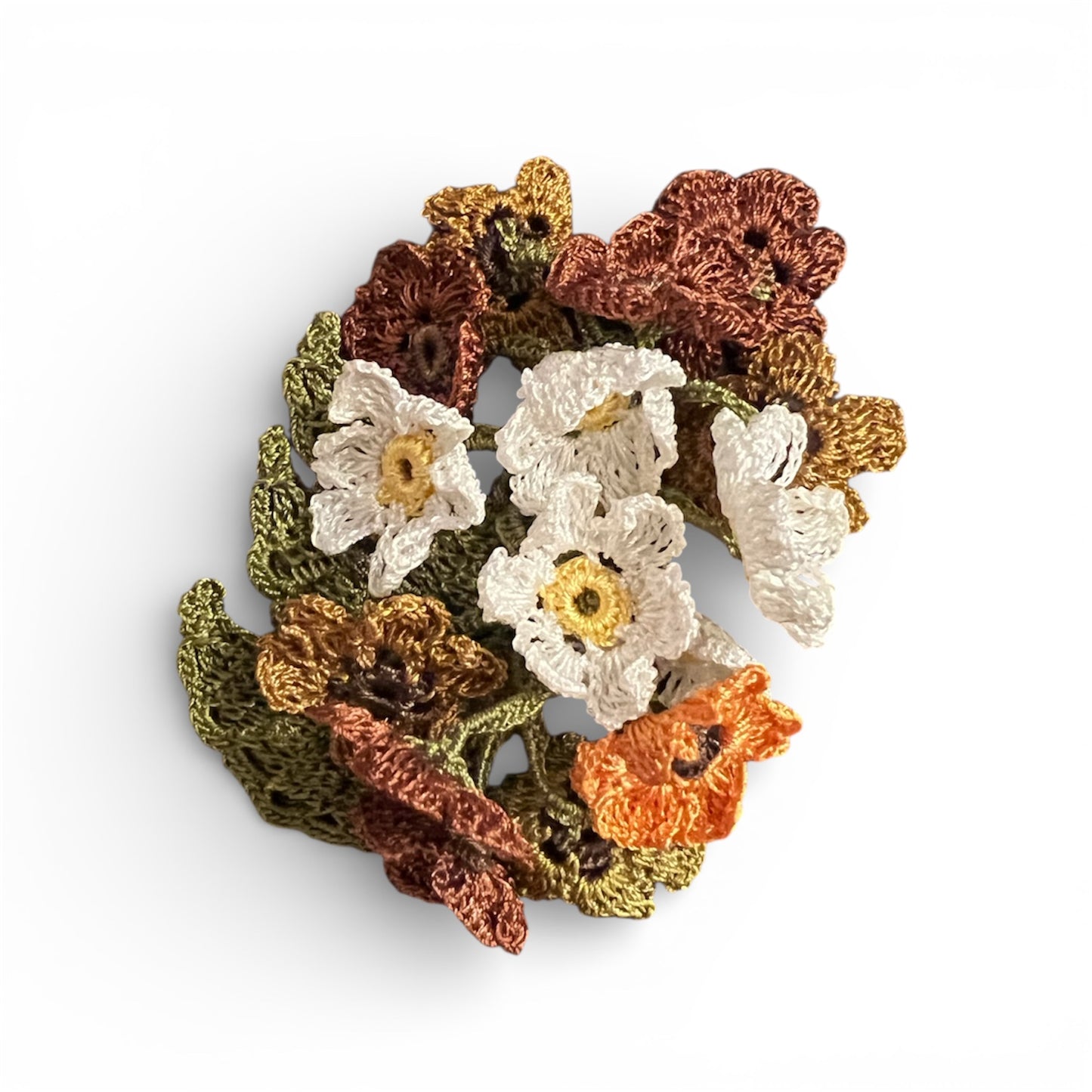 Çok Çiçekli Oya Broş