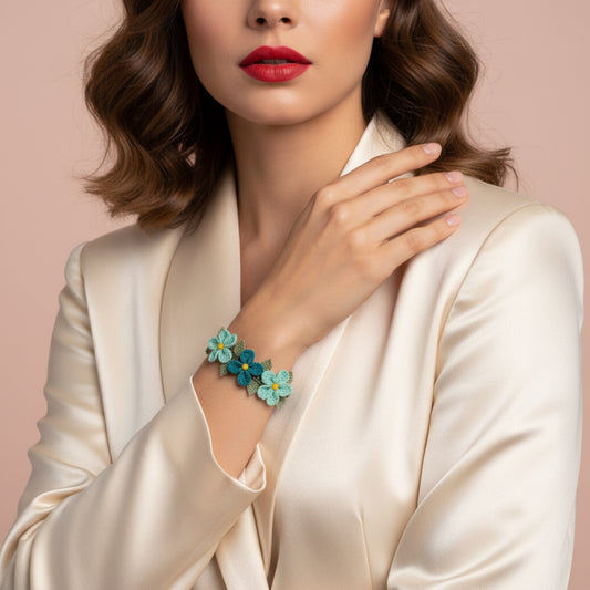 Üç Çiçek Bileklik- Yeşil Tonları