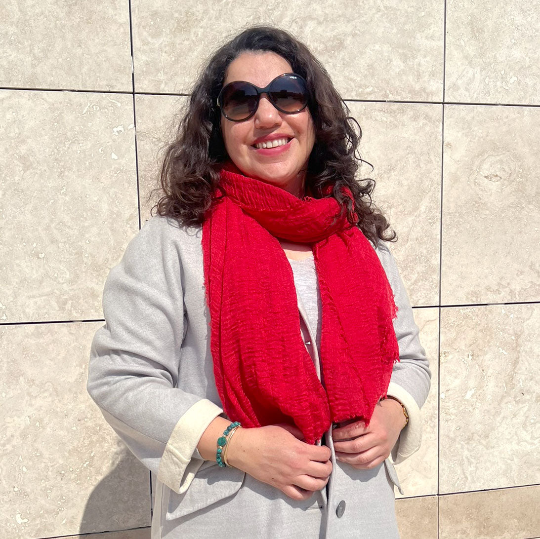 Kırmızı Pamuklu Şal