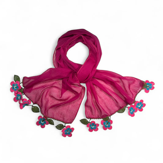Yonca Oyalı Fuşya Fular