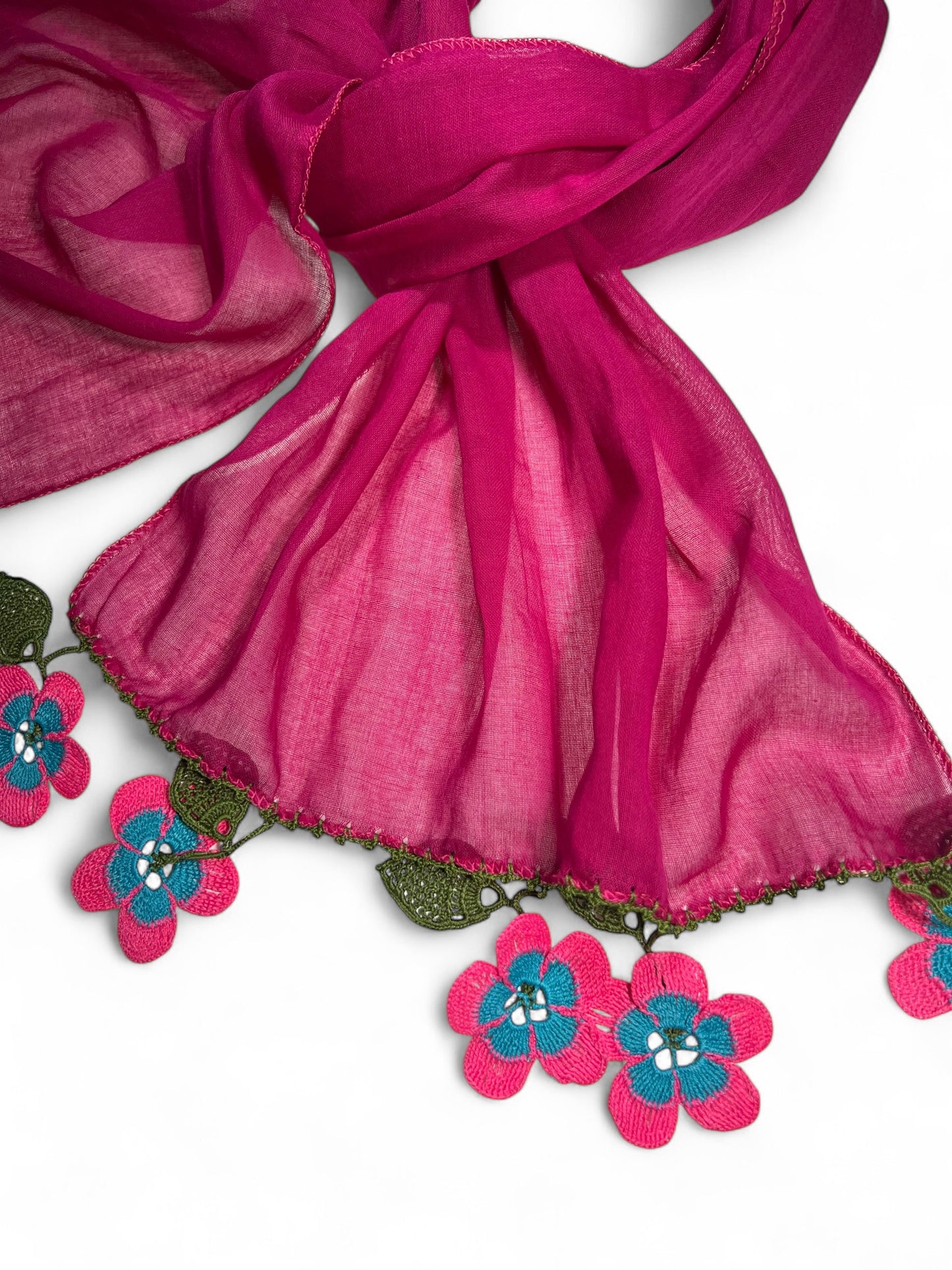 Yonca Oyalı Fuşya Fular