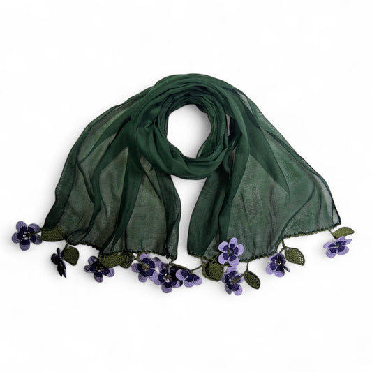 Yonca Oyalı Yeşil Fular