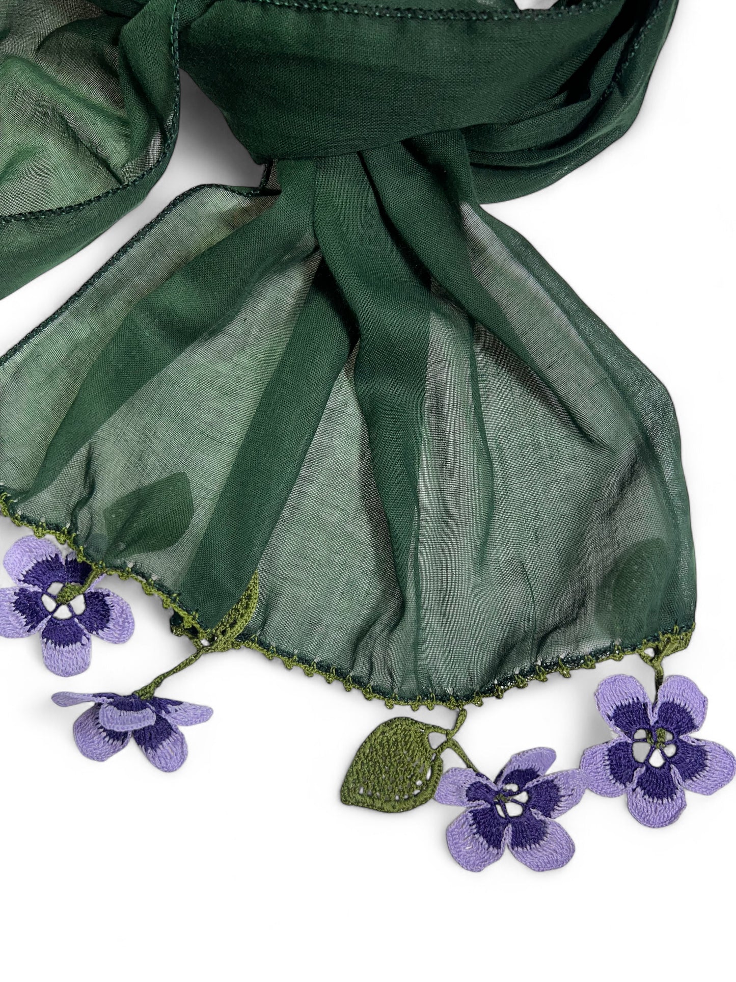 Yonca Oyalı Yeşil Fular