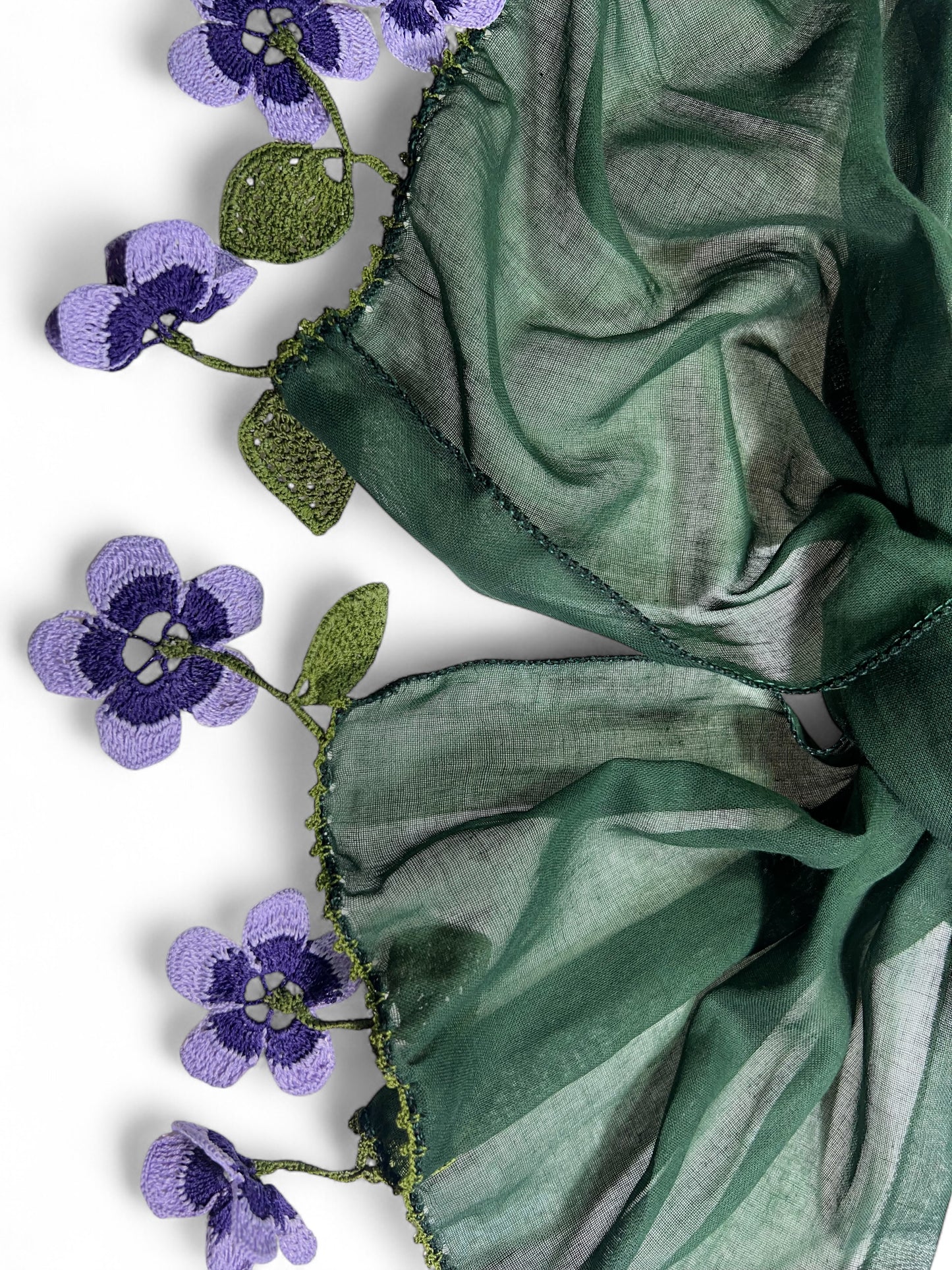 Yonca Oyalı Yeşil Fular