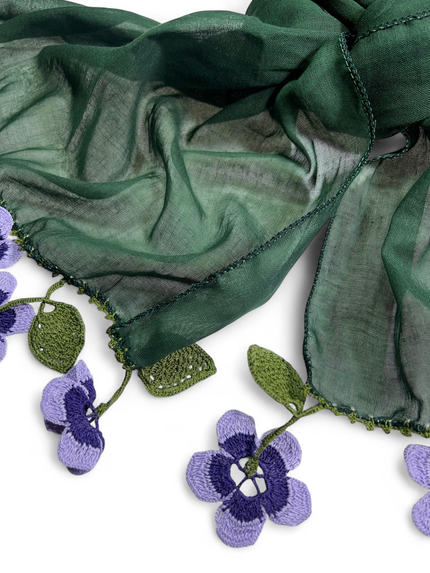 Yonca Oyalı Yeşil Fular